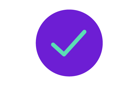 Purple circle with checkmark in center