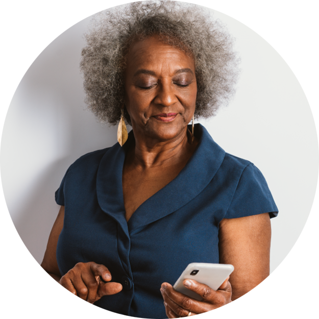 Older adult woman looking at phone