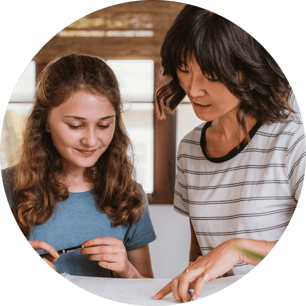 mother and daughter do homework