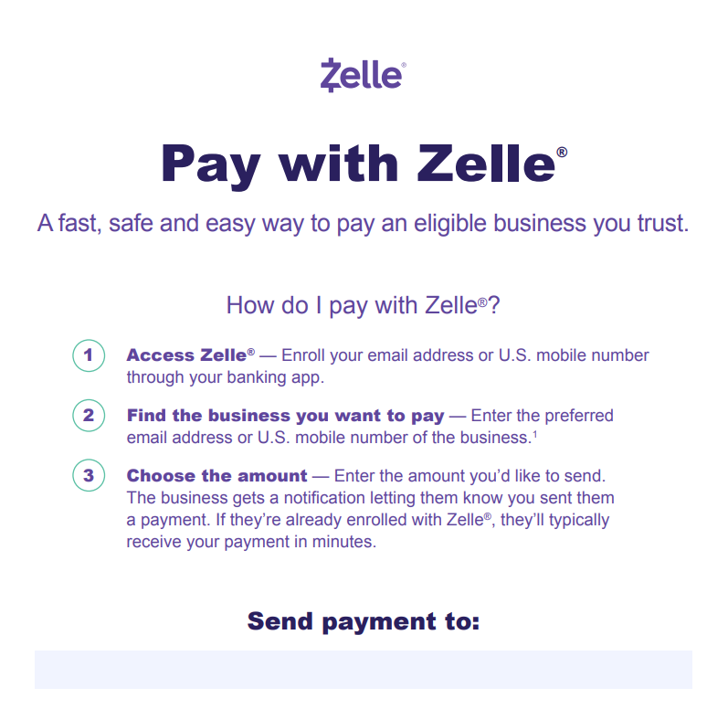 Pay With Zelle Flyer Tile 
