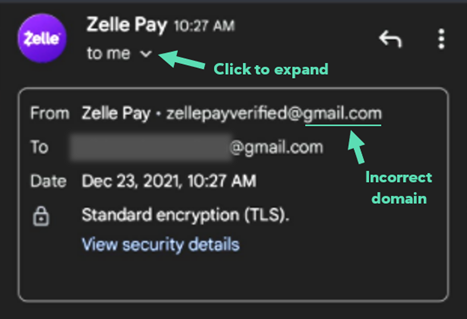 screenshot of a fake email